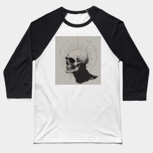 Monotone Illustration of Skull Baseball T-Shirt